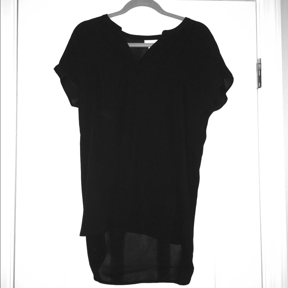 NWT J.Jill Silky Black split neck tunic